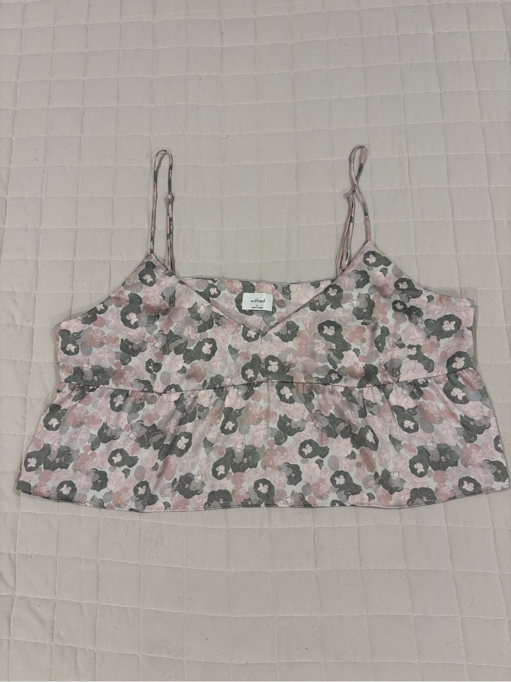 Wilfred Satin Lover Camisole Cropped Dusty Rose Pink Gray Floral XL